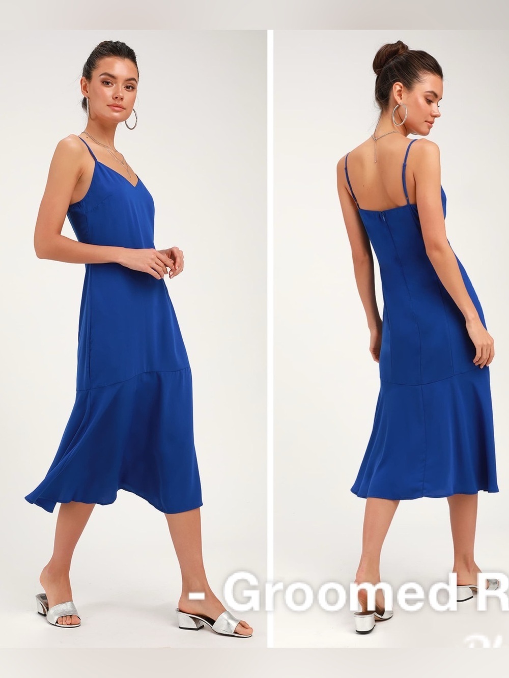Lulus Lovely Lillies Royal Blue Trumpet Hem Dress Size L